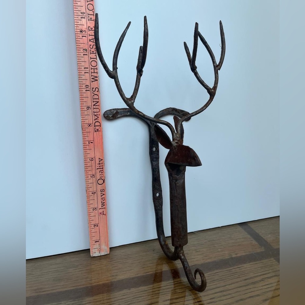 Handmade Wrought Iron Deer Head Curtain Rod Holder Now Hook Cause Only One